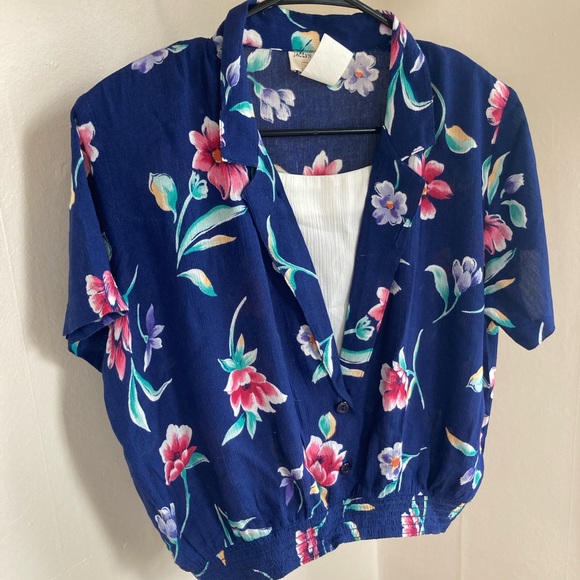 Vintage 80s Hawaiian style blouse - Picture 1 of 5